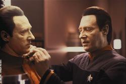 Brent Spiner as B-4 and Data in Star Trek X: Nemesis. Brent Spiner as B-4 and Data in Star Trek X: Nemesis.