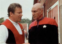 Wiliam Shatner and Patrick Stewart in Star Trek VII: Generations