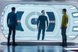 Zachary Quinto, Benedict Cumberbatch and Chris Pine in Star Trek Into Darkness. Zachary Quinto, Benedict Cumberbatch and Chris Pine in Star Trek Into Darkness.