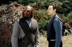 Michael Dorn and Brent Spiner in Star Trek: Insurrection. Michael Dorn and Brent Spiner in Star Trek: Insurrection.