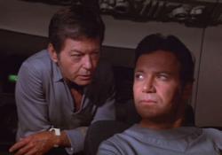 DeForest Kelley and William Shatner in Star Trek: The Motion Picture.