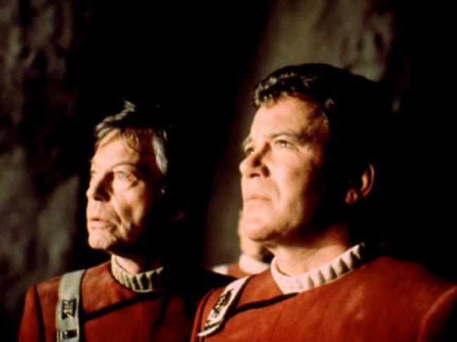 DeForest Kelley and William Shatner in Star Trek V: The Final Frontier