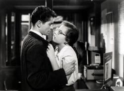 Farley Granger and Kasey Rogers in Strangers on a Train. Farley Granger and Kasey Rogers in Strangers on a Train.