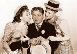 Olivia de Havilland, James Cagney and Rita Hayworth in The Strawberry Blonde. Olivia de Havilland, James Cagney and Rita Hayworth in The Strawberry Blonde.