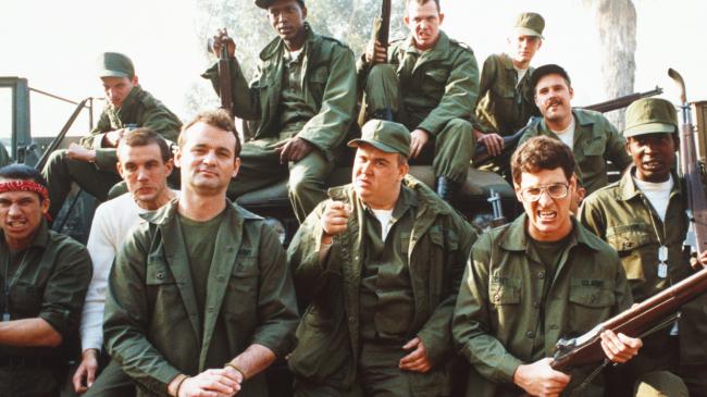 Bill Murray, John Candy, Harold Ramis and cast in Stripes. Bill Murray, John Candy, Harold Ramis and cast in Stripes.