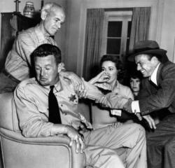 James Gleason, Sterling Hayden, Nancy Gates, Kim Charney and Frank Sinatra in Suddenly.