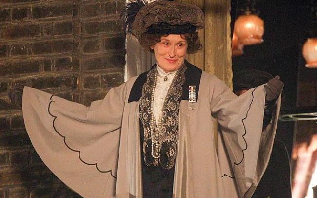 Meryl Streep as real life suffragette Emmeline Pankhurst.