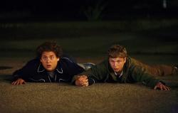 Jonah Hill and Michael Cena in Superbad.