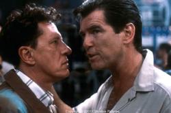 Geoffrey Rush and Pierce Brosnan in The Tailor of Panama. Geoffrey Rush and Pierce Brosnan in The Tailor of Panama.