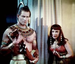 Charlton Heston and Anne Baxter in The Ten Commandments. Charlton Heston and Anne Baxter in The Ten Commandments.