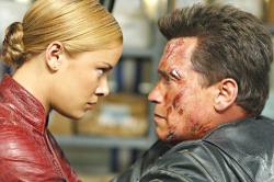 Kristanna Loken and Arnold Schwarzenegger in T3: Rise of the Machines.