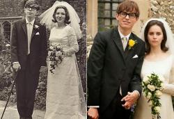Stephen and Jane Hawking/Eddie Redmayne and Felicity Jones in The Theory of Everything Stephen and Jane Hawking/Eddie Redmayne and Felicity Jones in The Theory of Everything