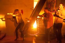 Emma Watson, Jonah Hill, and Seth Rogen in This Is the End.