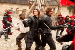 Logan Lerman, Luke Evans and Matthew Macfadyen in The Three Musketeers. Logan Lerman, Luke Evans and Matthew Macfadyen in The Three Musketeers.