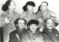 Larry, Moe and Curly Joe with their Chinese counterparts in The Three Stooges Go around the World in a Daze