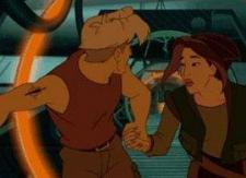 The character animation fails to blend with the computer generated ships and aliens. The character animation fails to blend with the computer generated ships and aliens.
