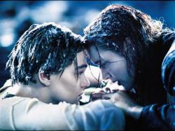 Leonardo DiCaprio and Kate Winslet in Titanic.