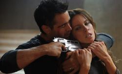 Colin Farrell and Kate Beckinsale in Total Recall.