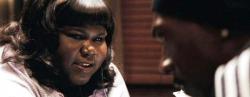 Gabby Sidibe attempts to seduce Eddie Murphy in Tower Heist. Gabby Sidibe attempts to seduce Eddie Murphy in Tower Heist.