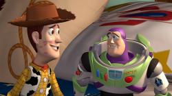 Woody and Buzz in Toy Story.