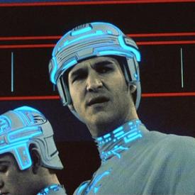 Jeff Bridges as Clu in Tron. Jeff Bridges as Clu in Tron.