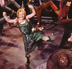 Debbie Reynolds giving it her all as The Unsinkable Molly Brown.