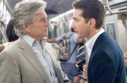 Michael Douglas and Shia LaBouf in Oliver Stone's Wall Street: Money Never Sleeps.