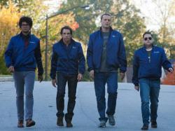 Richard Ayoade, Ben Stiller, Vince Vaughn and Jonah Hill in The Watch.