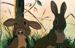 Richard Briers as Fiver and John Hurt as Hazel in Watership Down Richard Briers as Fiver and John Hurt as Hazel in Watership Down