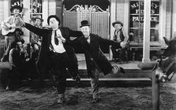 Laurel and Hardy in Way Out West. Laurel and Hardy in Way Out West.
