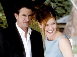 Dermot Mulroney and Debra Messing in The Wedding Date. Dermot Mulroney and Debra Messing in The Wedding Date.