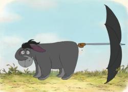 Eeyore tries out a new tail in Winnie the Pooh.