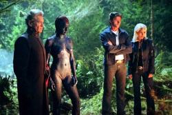 Ian McKellen, Rebecca Romijn, Hugh Jackman and Halle Berry in X-Men: The Last Stand.