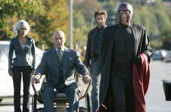 Halle Berry, Patrick Stewart, Hugh Jackman and Ian McKellen in X-Men: The Last Stand.