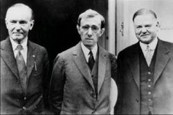 Calvin Coolidge, Woody Allen, and Herbert Hoover in Zelig.